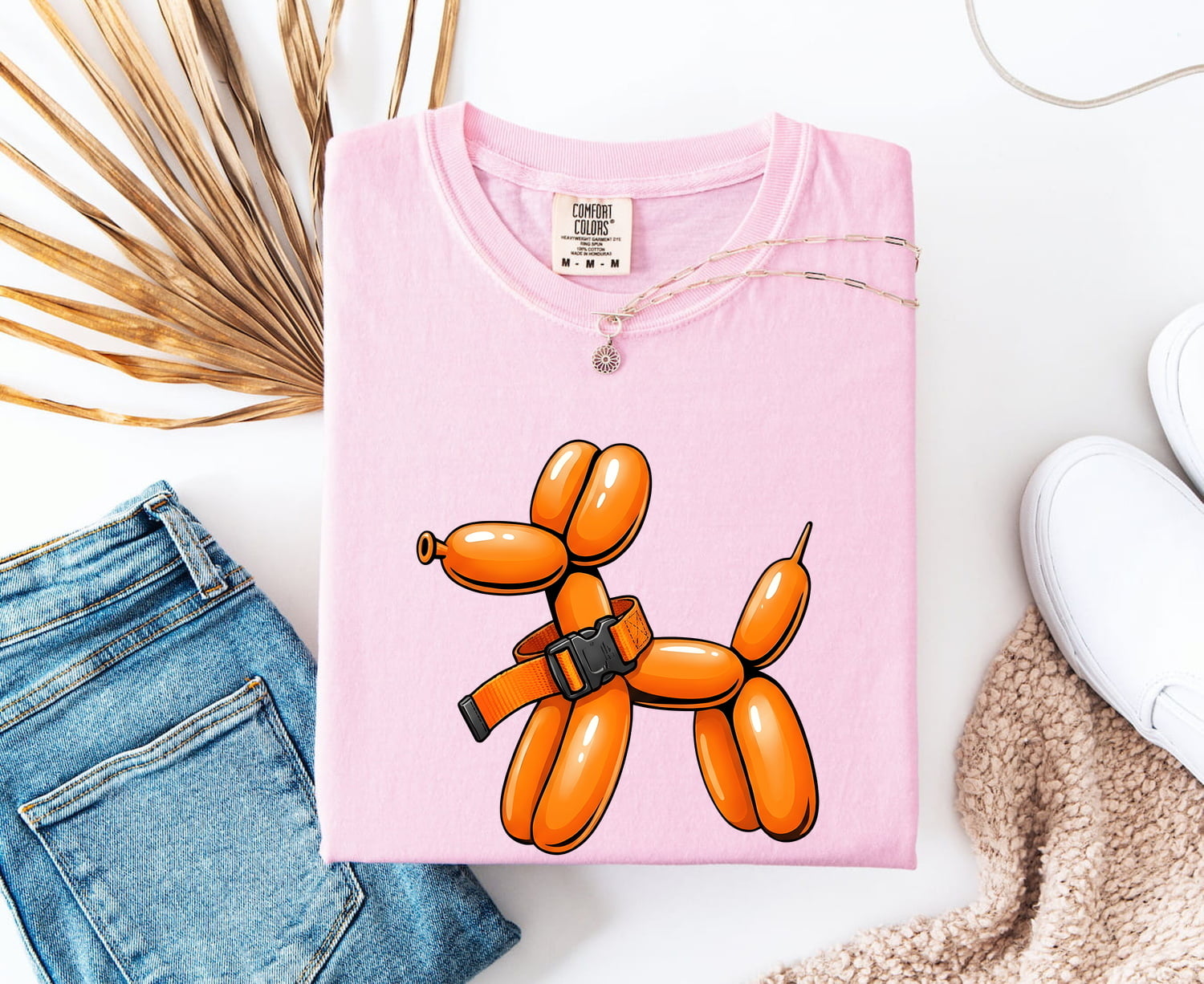 Balloon Dog Shirt for Women – Funny Pop Art Comic Collar Cartoon Graphic Tee