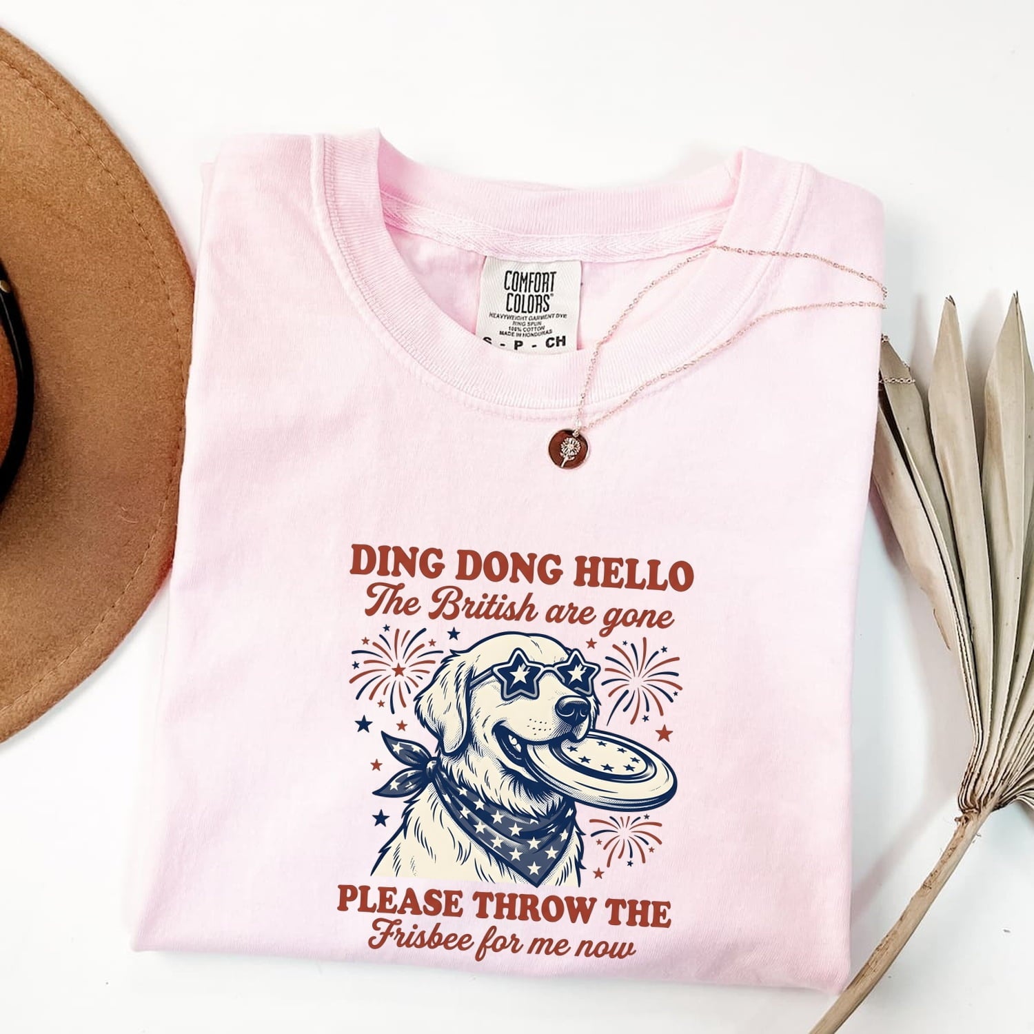 4th of July Dog Shirt for Women – Aged Vintage Primitive Firework Canine Graphic Tee