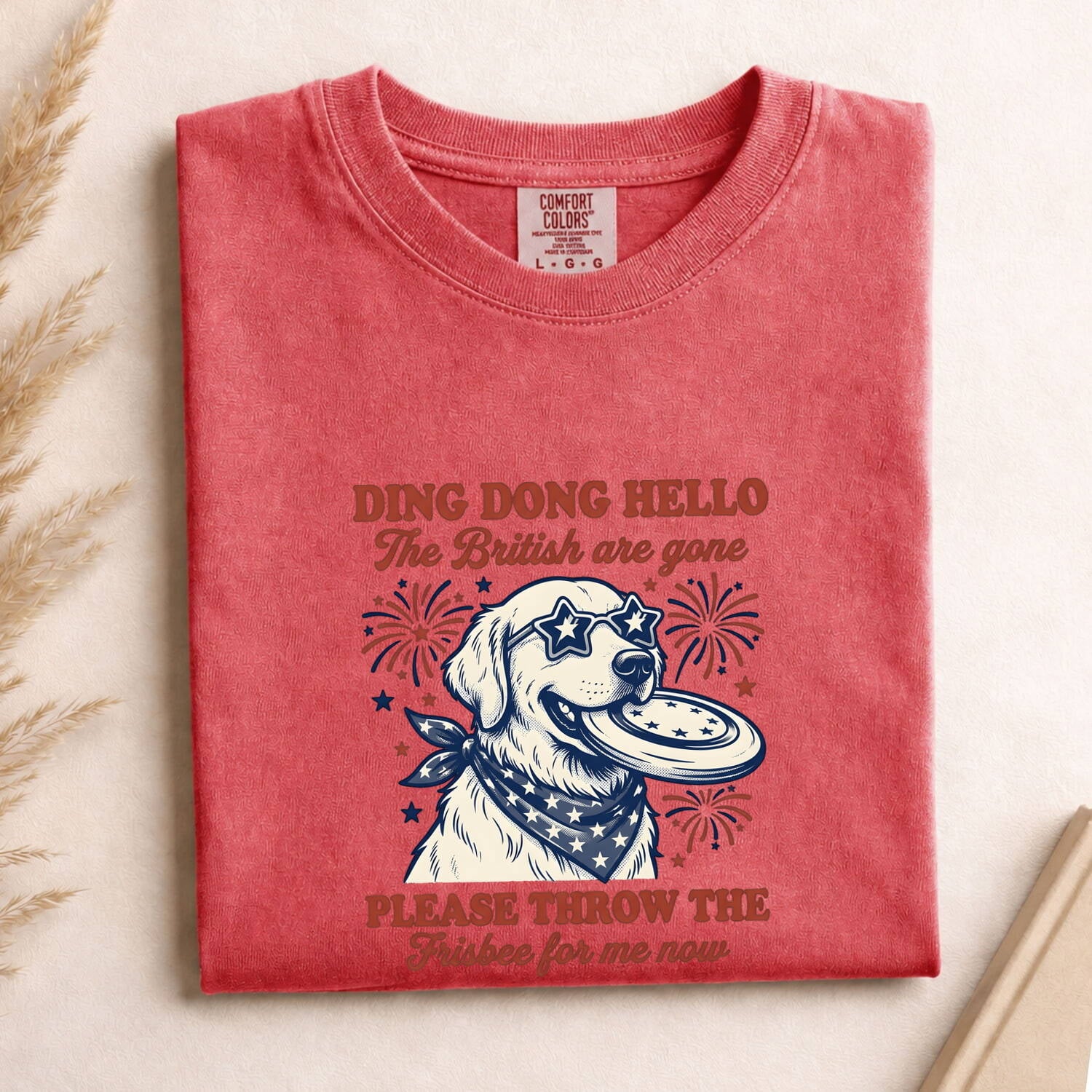 4th of July Dog Shirt for Women – Aged Vintage Primitive Firework Canine Graphic Tee