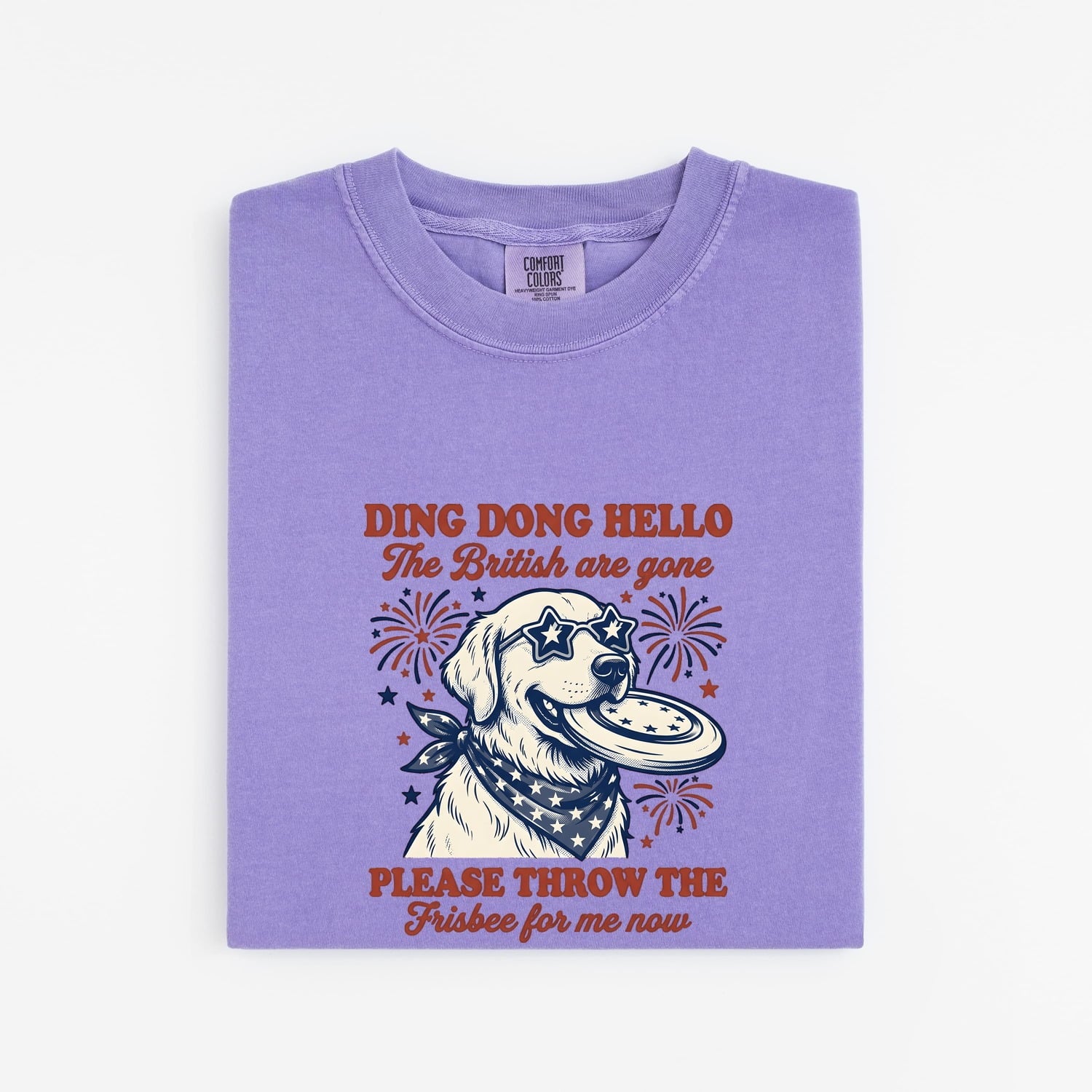 4th of July Dog Shirt for Women – Aged Vintage Primitive Firework Canine Graphic Tee