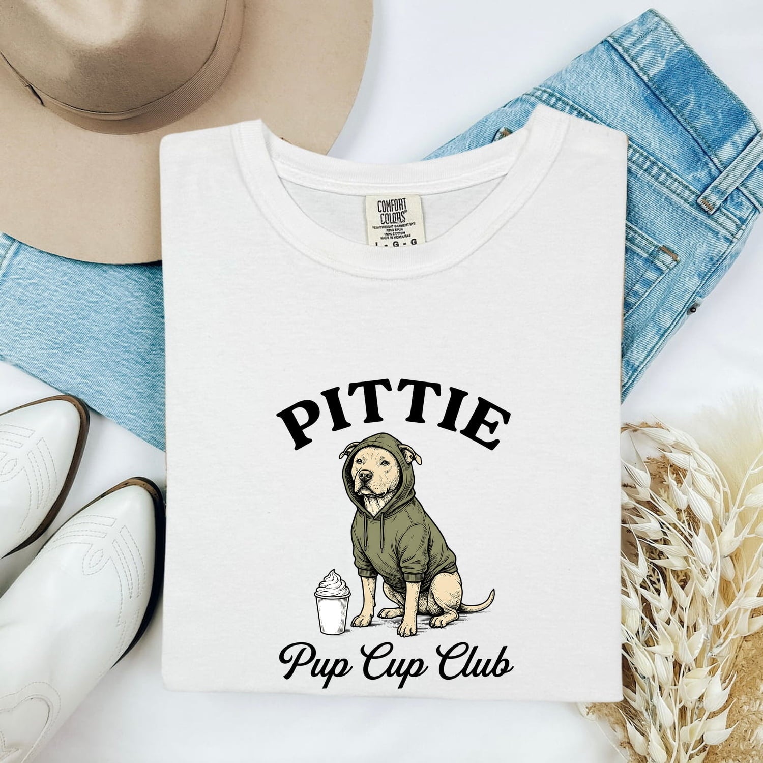 Pitbull Shirt for Women – Hand Drawn Vintage Coffee Hoodie Pibble Dog Graphic Tee