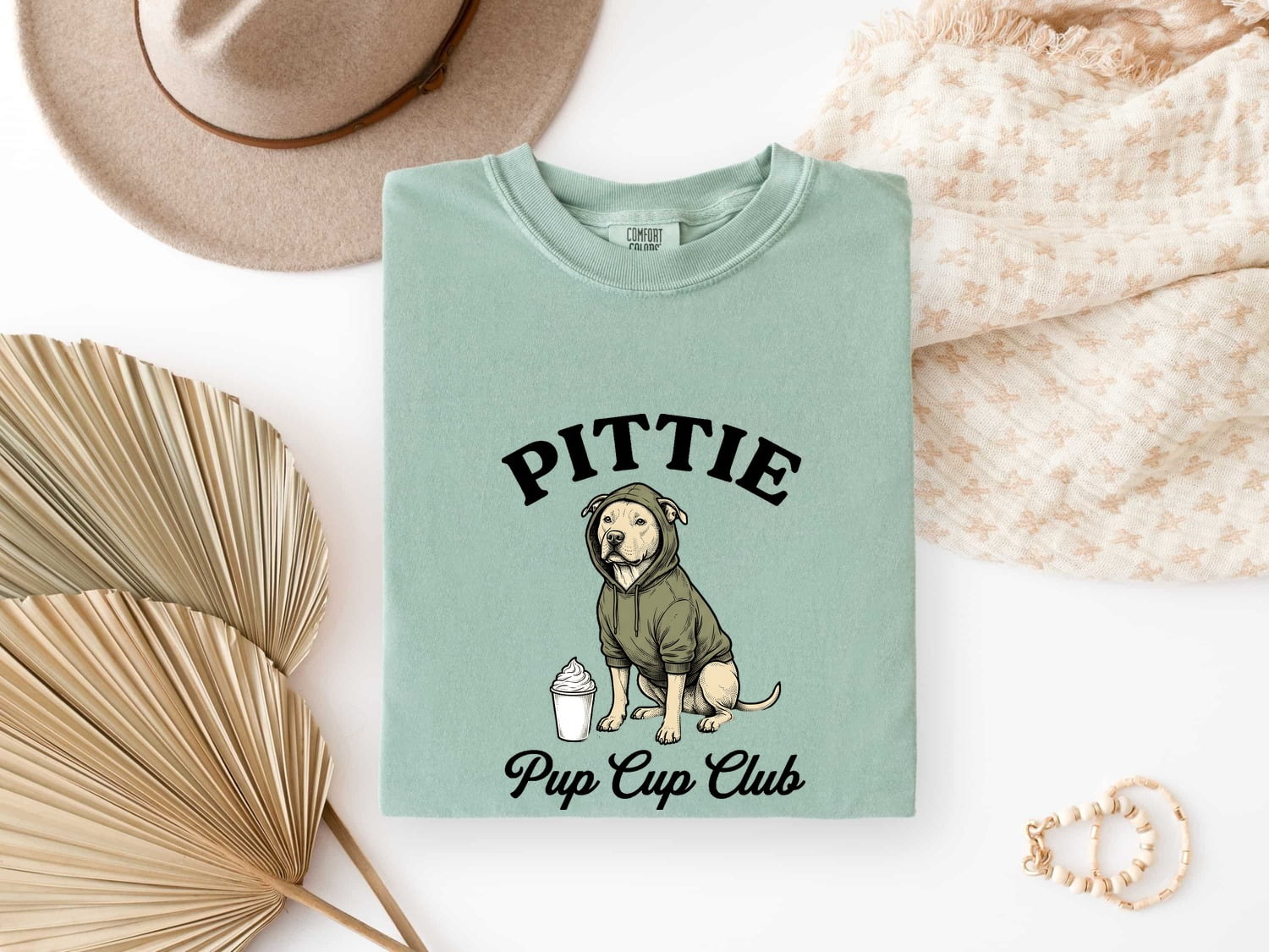 Pitbull Shirt for Women – Hand Drawn Vintage Coffee Hoodie Pibble Dog Graphic Tee
