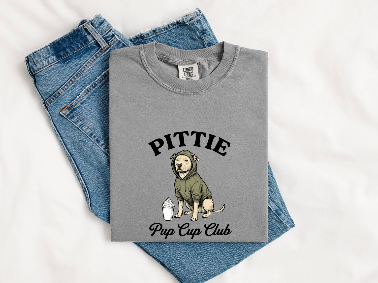 Pitbull Shirt for Women – Hand Drawn Vintage Coffee Hoodie Pibble Dog Graphic Tee
