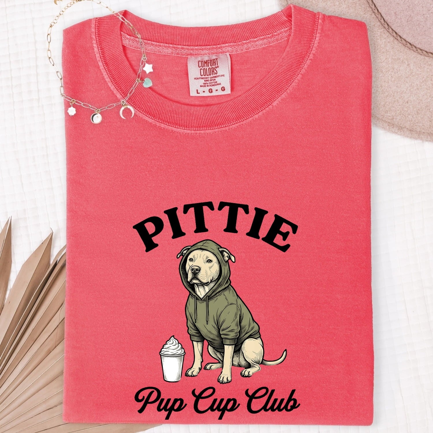 Pitbull Shirt for Women – Hand Drawn Vintage Coffee Hoodie Pibble Dog Graphic Tee