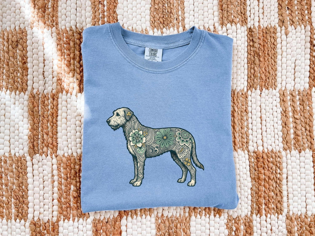 St. Patrick's Day Irish Wolfhound Shirt for Women – Tribal Celtic Line Art Bloom Graphic Tee
