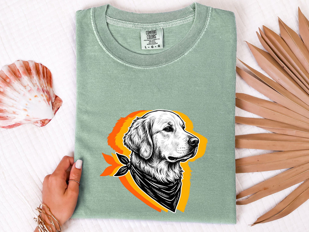 Golden Retriever Shirt for Women – Vintage Sketch Creature Scarf Dog Graphic Tee