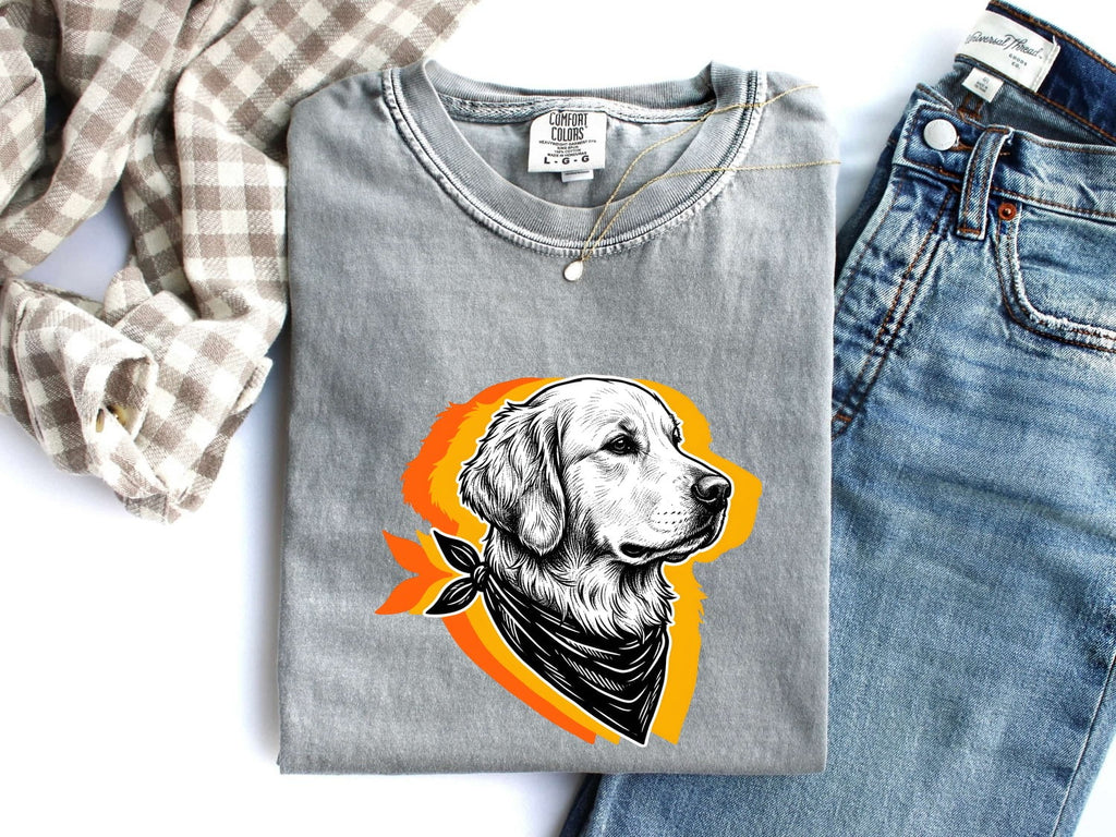 Golden Retriever Shirt for Women – Vintage Sketch Creature Scarf Dog Graphic Tee