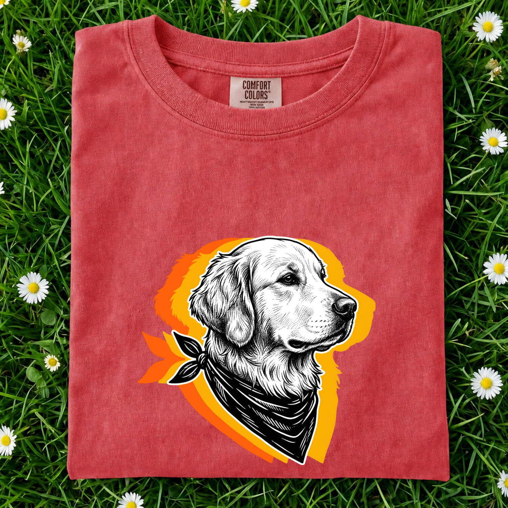 Golden Retriever Shirt for Women – Vintage Sketch Creature Scarf Dog Graphic Tee