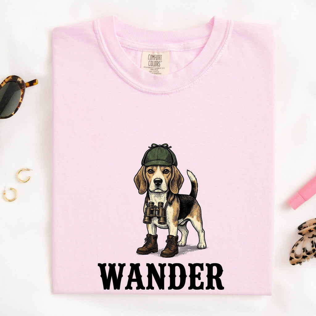 Beagle Shirt for Women – Retro Adventure Sketch Spyglass Hound Puppy Graphic Tee