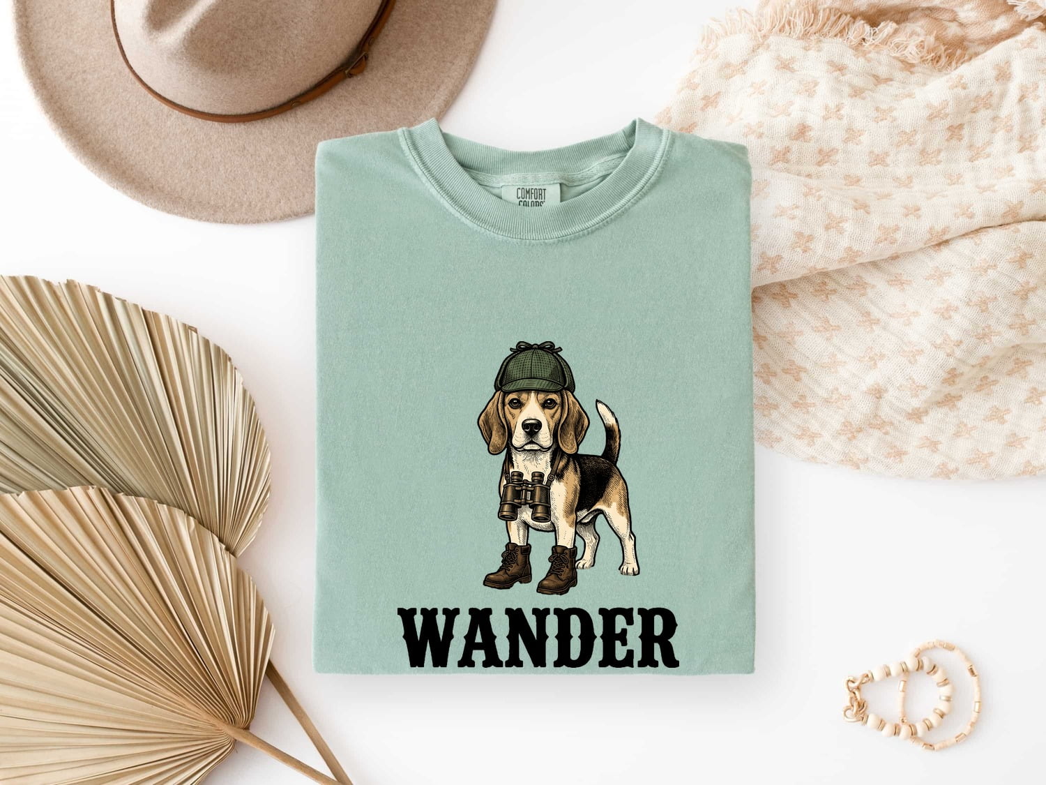 Beagle Shirt for Women – Retro Adventure Sketch Spyglass Hound Puppy Graphic Tee