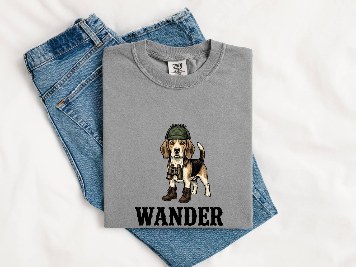 Beagle Shirt for Women – Retro Adventure Sketch Spyglass Hound Puppy Graphic Tee