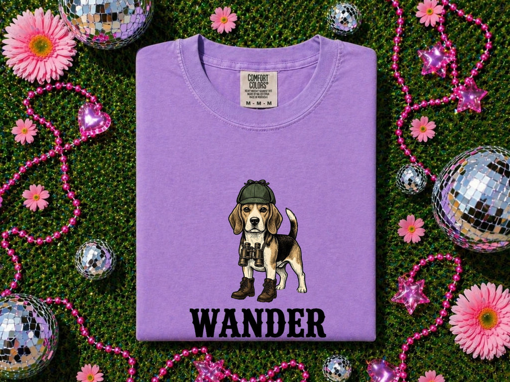 Beagle Shirt for Women – Retro Adventure Sketch Spyglass Hound Puppy Graphic Tee