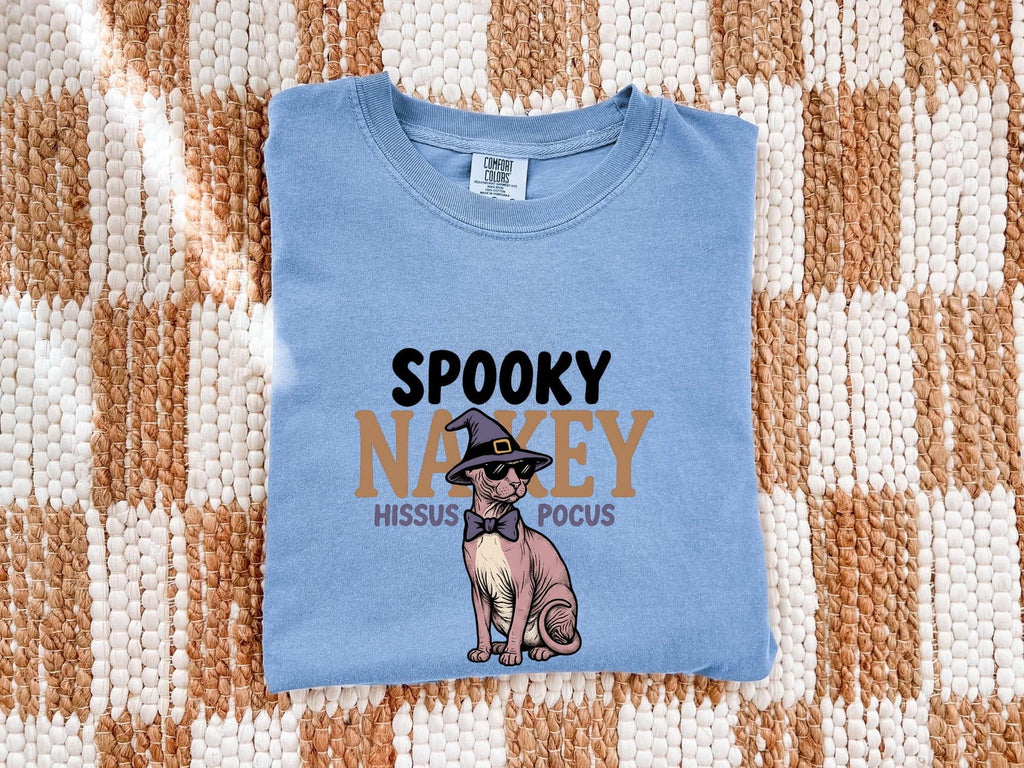 Halloween Sphynx Cat Shirt for Women – Hand Drawn Illustrated Magic Hat Graphic Tee