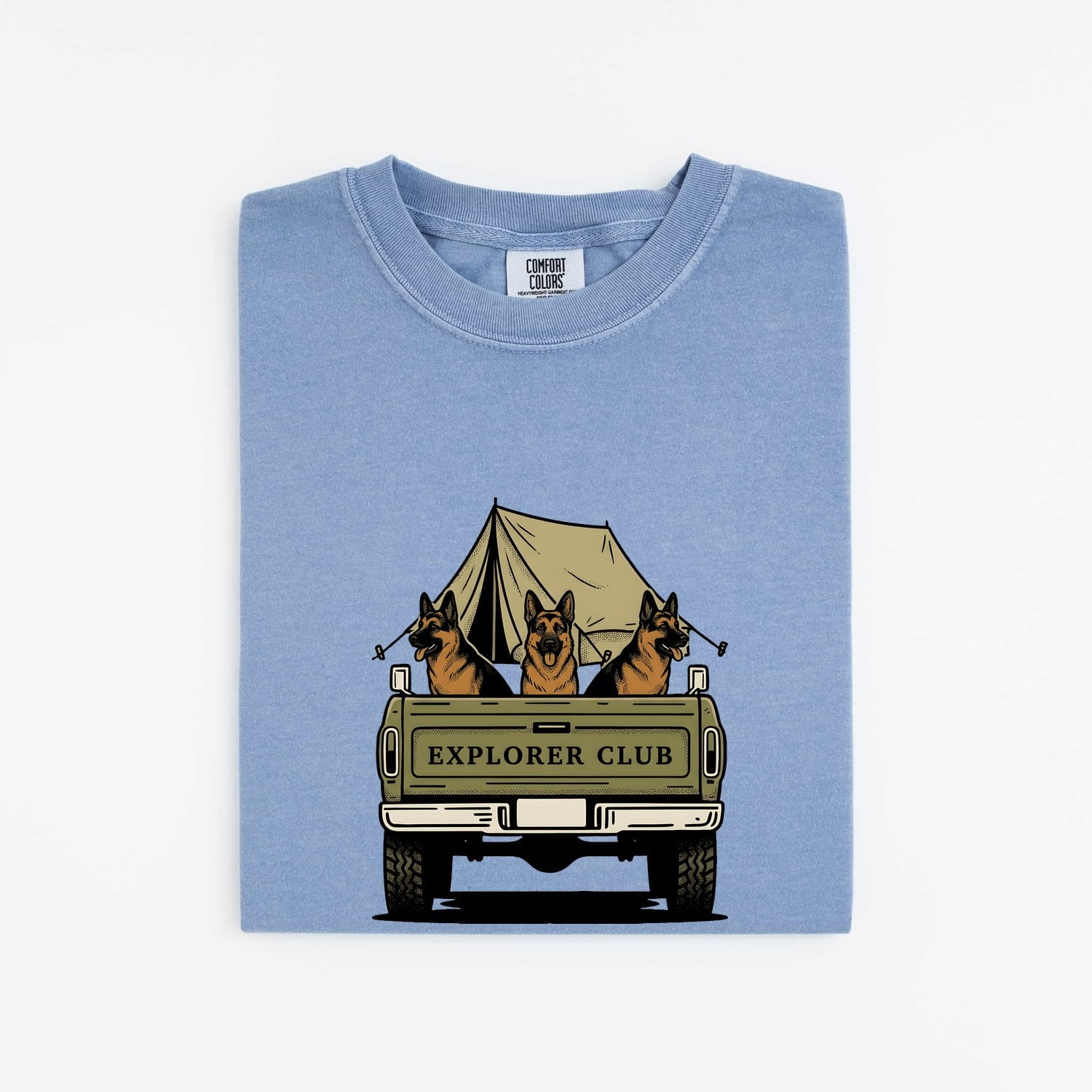 German Shepherd Shirt for Women – Retro Vintage Camping Truck Outdoor Graphic Tee