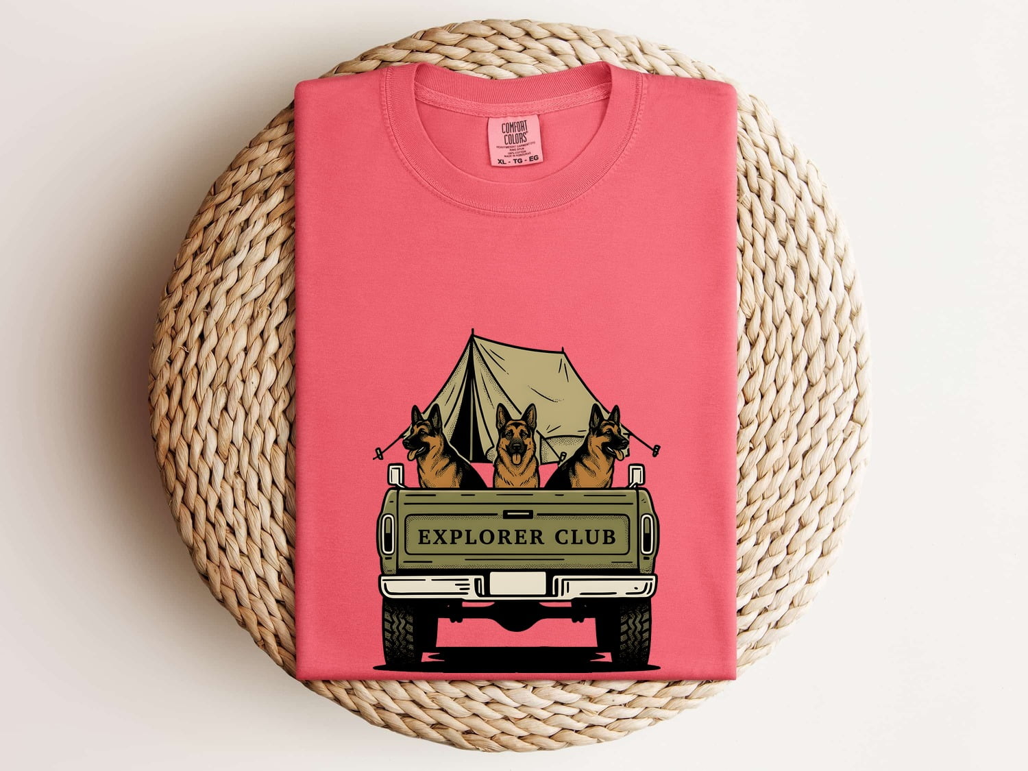 German Shepherd Shirt for Women – Retro Vintage Camping Truck Outdoor Graphic Tee