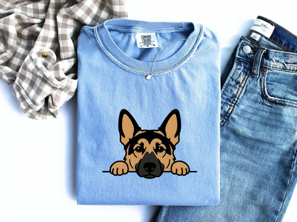 German Shepherd Shirt for Women – Funny Comic Simple Dog Paws Cartoon Graphic Tee