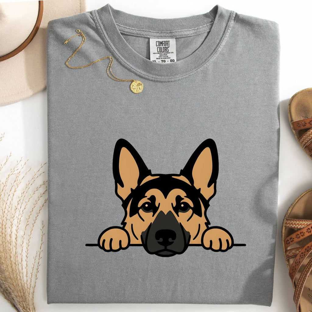 German Shepherd Shirt for Women – Funny Comic Simple Dog Paws Cartoon Graphic Tee