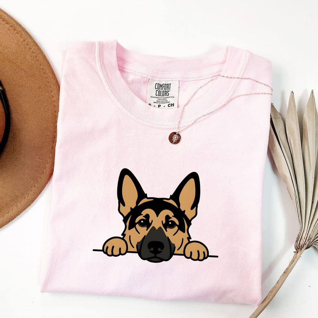 German Shepherd Shirt for Women – Funny Comic Simple Dog Paws Cartoon Graphic Tee