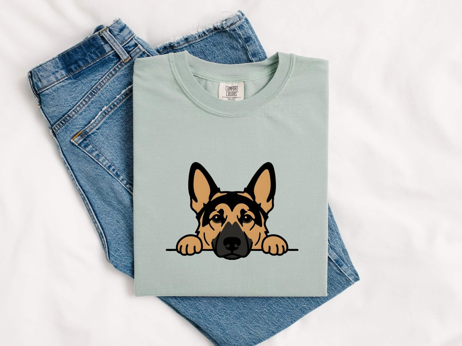 German Shepherd Shirt for Women – Funny Comic Simple Dog Paws Cartoon Graphic Tee