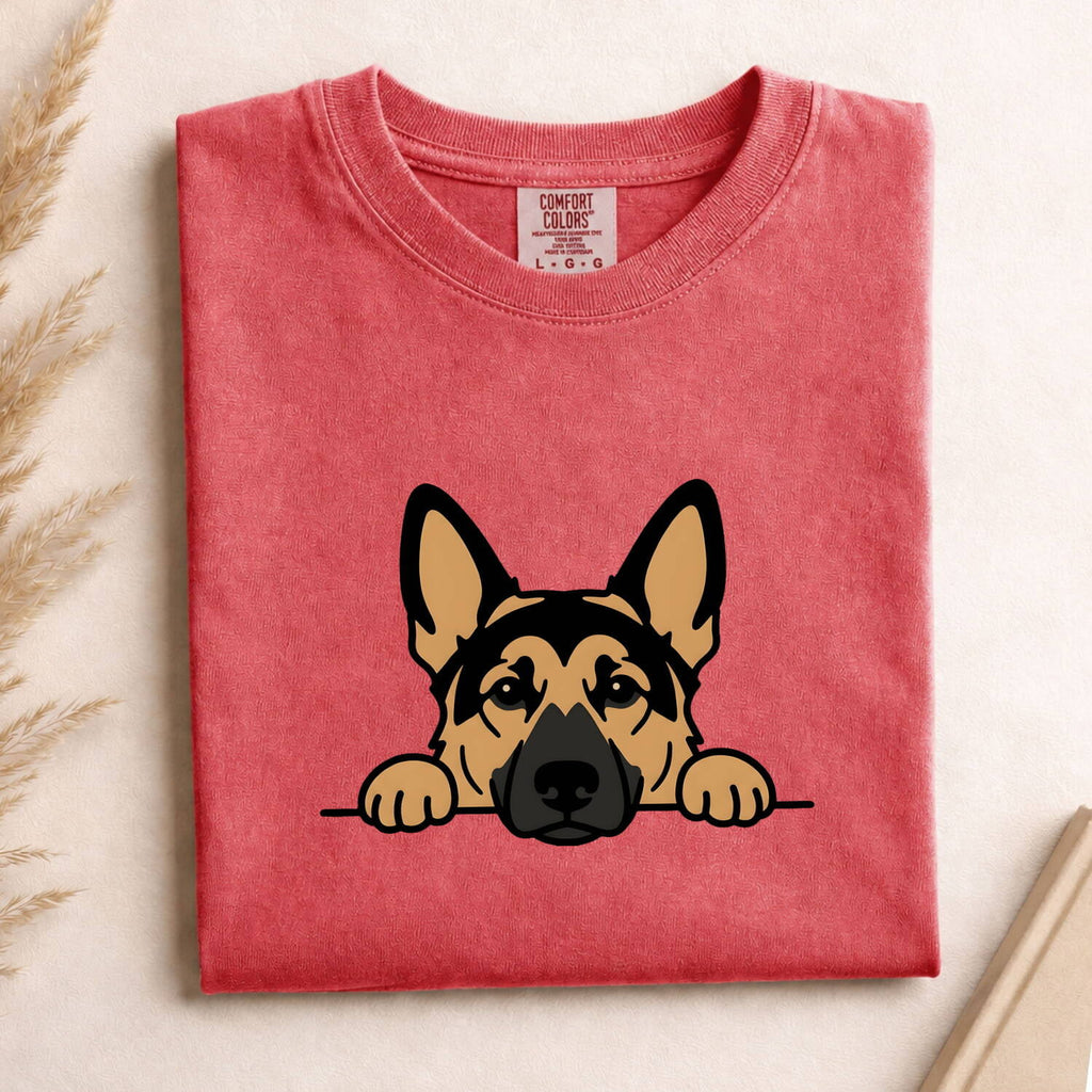 German Shepherd Shirt for Women – Funny Comic Simple Dog Paws Cartoon Graphic Tee