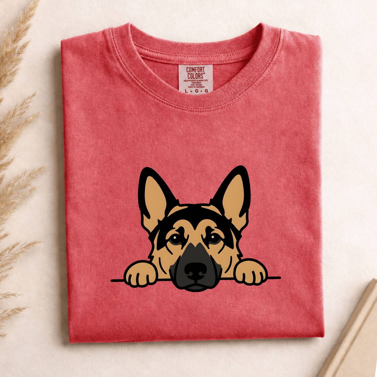German Shepherd Shirt for Women – Funny Comic Simple Dog Paws Cartoon Graphic Tee