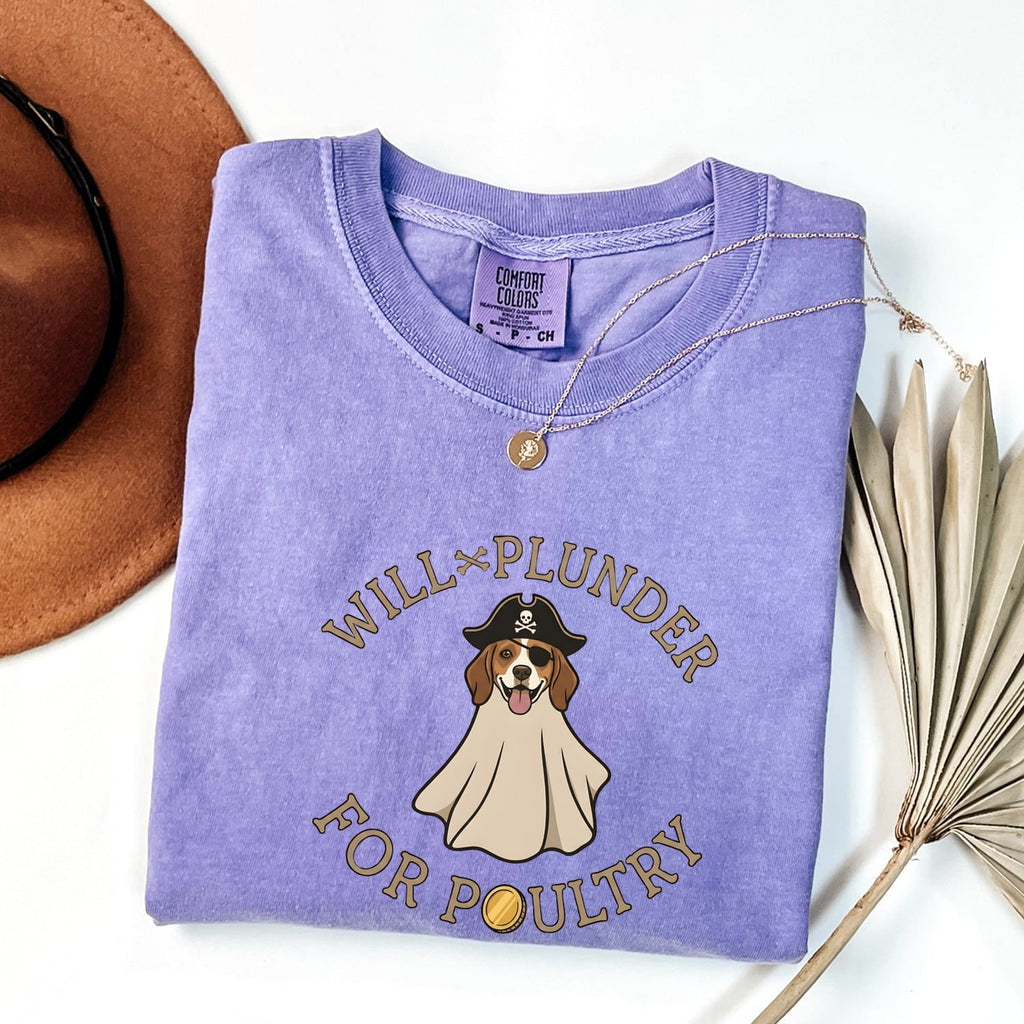 Pirate Dog Shirt for Women – Funny Hand Drawn Captain Hat Cartoon Graphic Tee