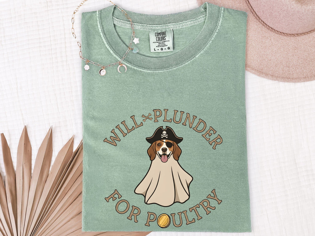 Pirate Dog Shirt for Women – Funny Hand Drawn Captain Hat Cartoon Graphic Tee