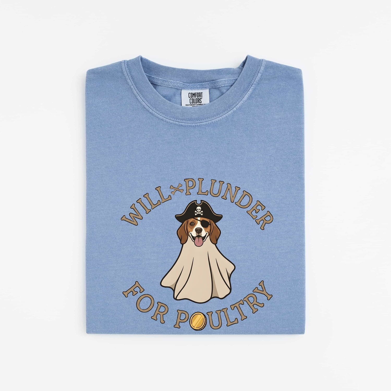 Pirate Dog Shirt for Women – Funny Hand Drawn Captain Hat Cartoon Graphic Tee