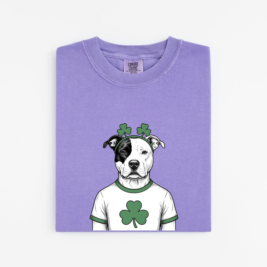 St. Patrick's Day Pitbull Shirt for Women – Vintage Hand Drawn Shamrock Dog Graphic Tee