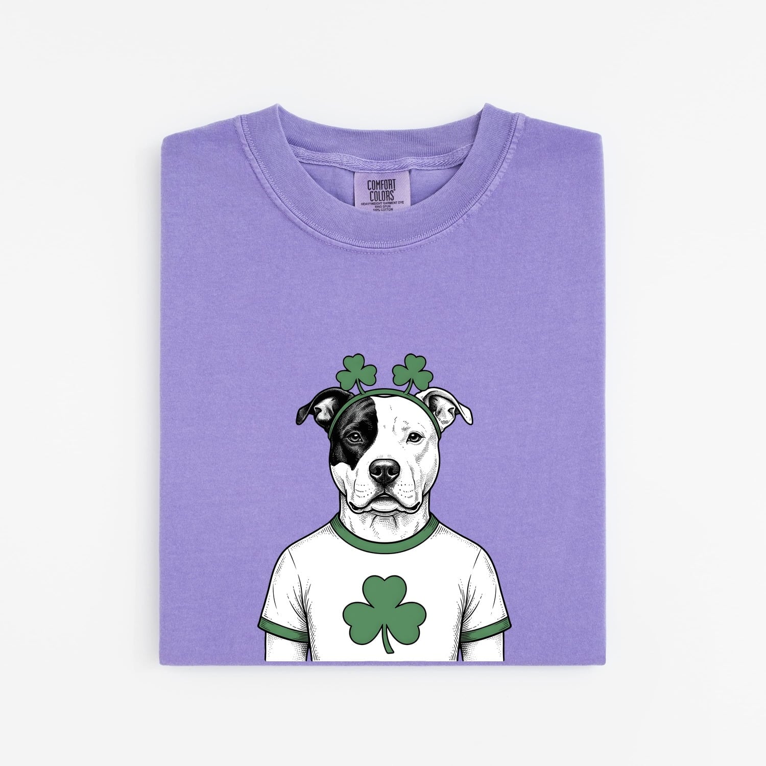 St. Patrick's Day Pitbull Shirt for Women – Vintage Hand Drawn Shamrock Dog Graphic Tee