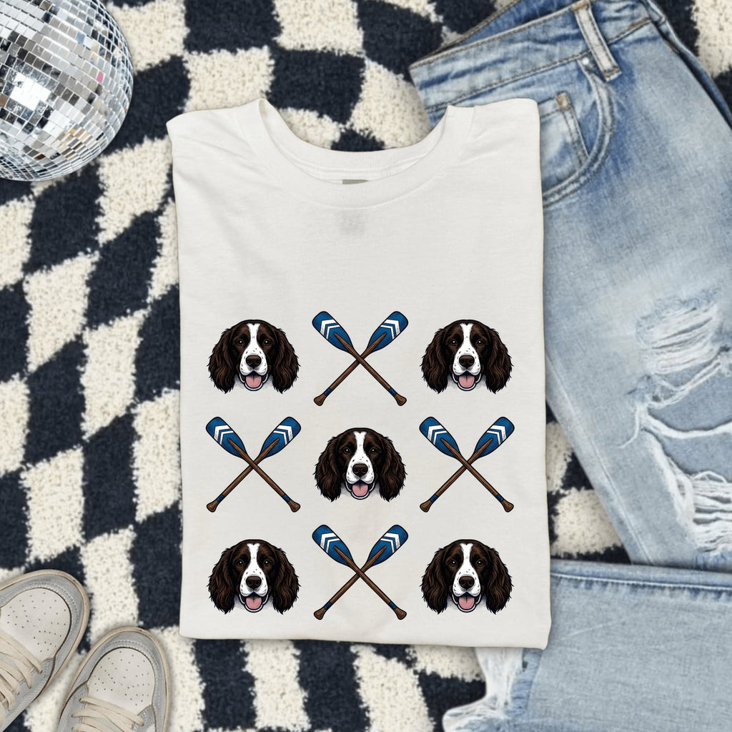 Springer Spaniel Shirt for Women – Vintage Sailing Hand Drawn Crossed Paddles Graphic Tee