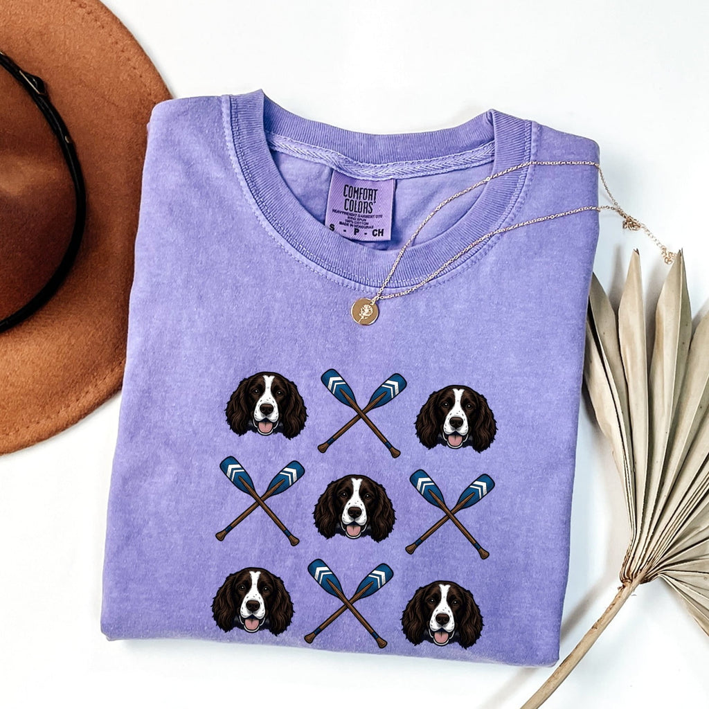 Springer Spaniel Shirt for Women – Vintage Sailing Hand Drawn Crossed Paddles Graphic Tee