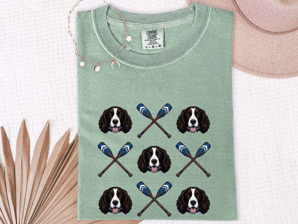 Springer Spaniel Shirt for Women – Vintage Sailing Hand Drawn Crossed Paddles Graphic Tee