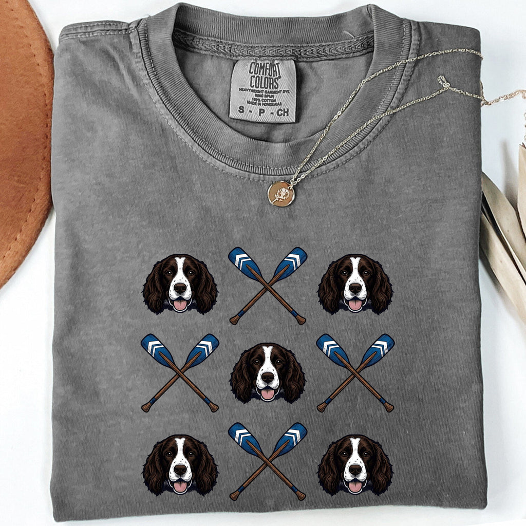 Springer Spaniel Shirt for Women – Vintage Sailing Hand Drawn Crossed Paddles Graphic Tee