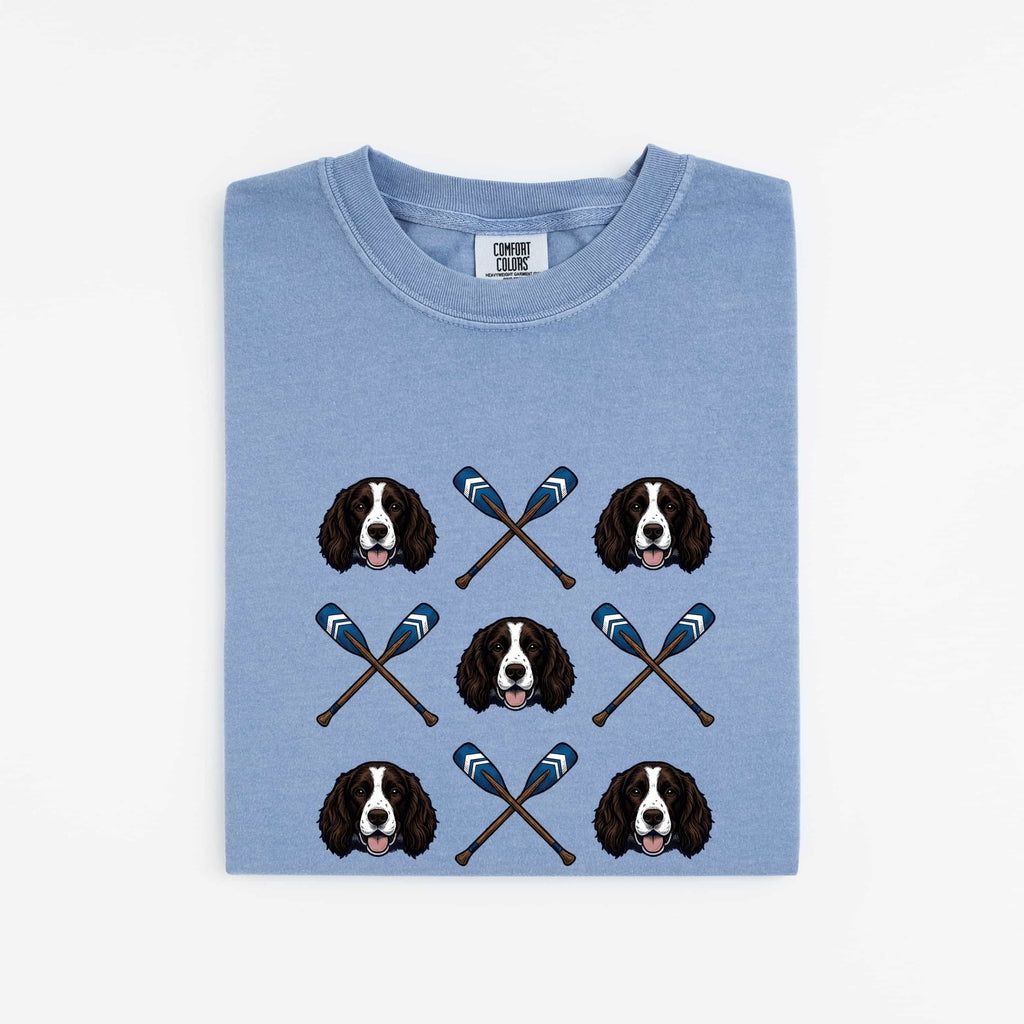 Springer Spaniel Shirt for Women – Vintage Sailing Hand Drawn Crossed Paddles Graphic Tee