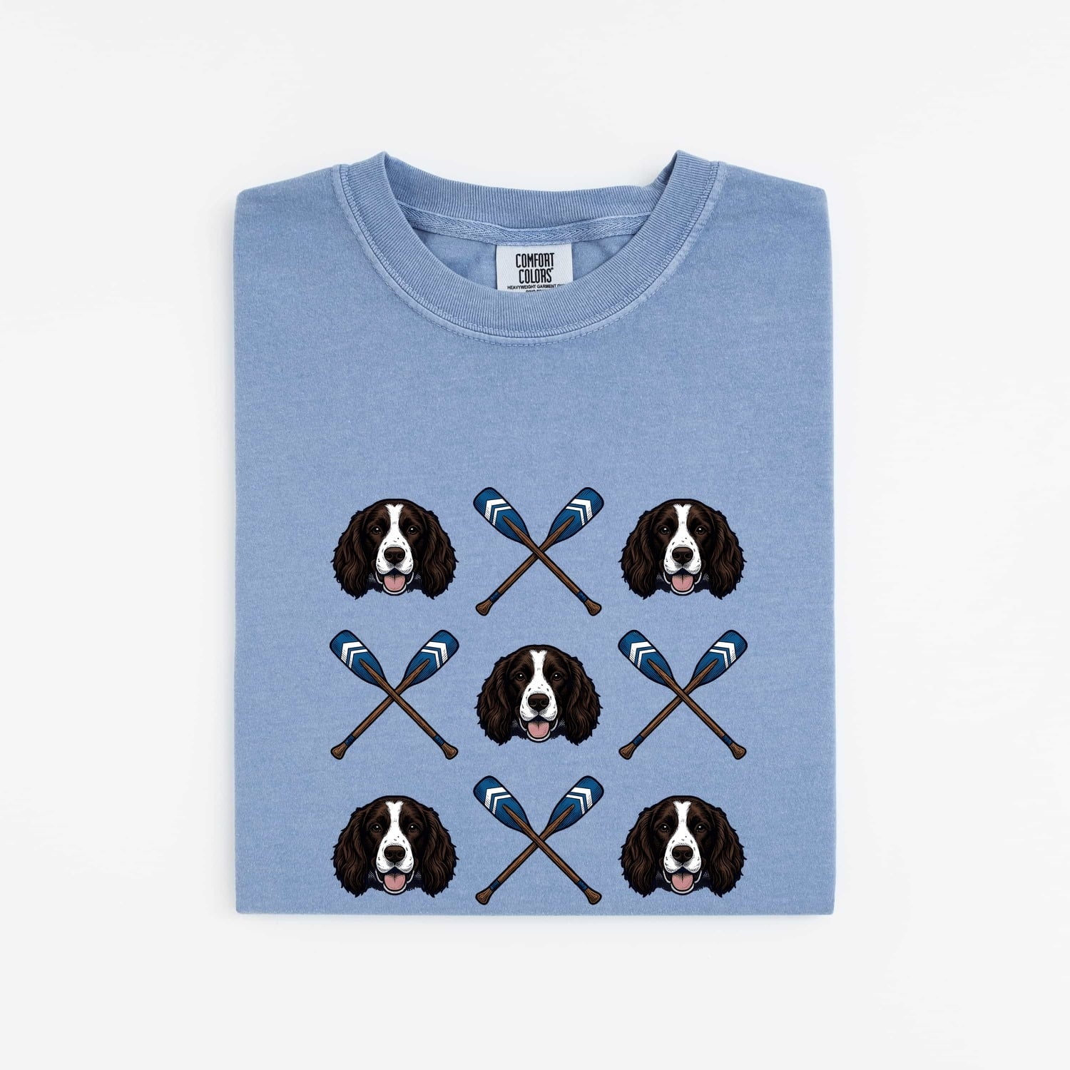 Springer Spaniel Shirt for Women – Vintage Sailing Hand Drawn Crossed Paddles Graphic Tee