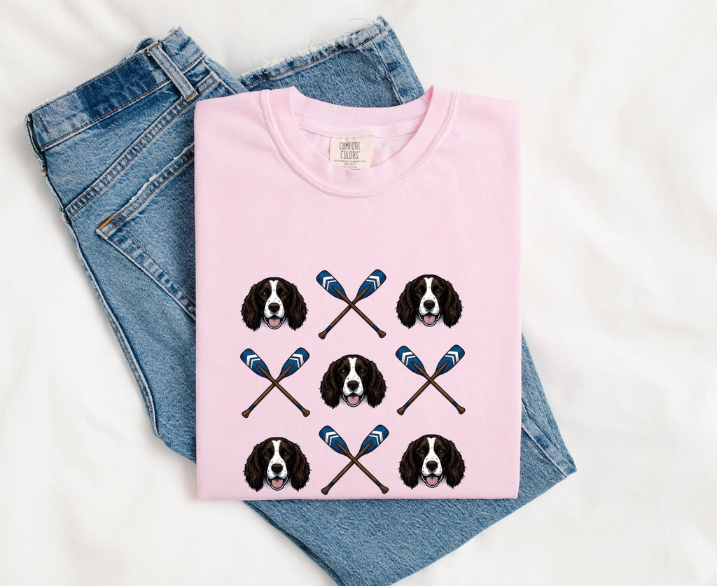 Springer Spaniel Shirt for Women – Vintage Sailing Hand Drawn Crossed Paddles Graphic Tee