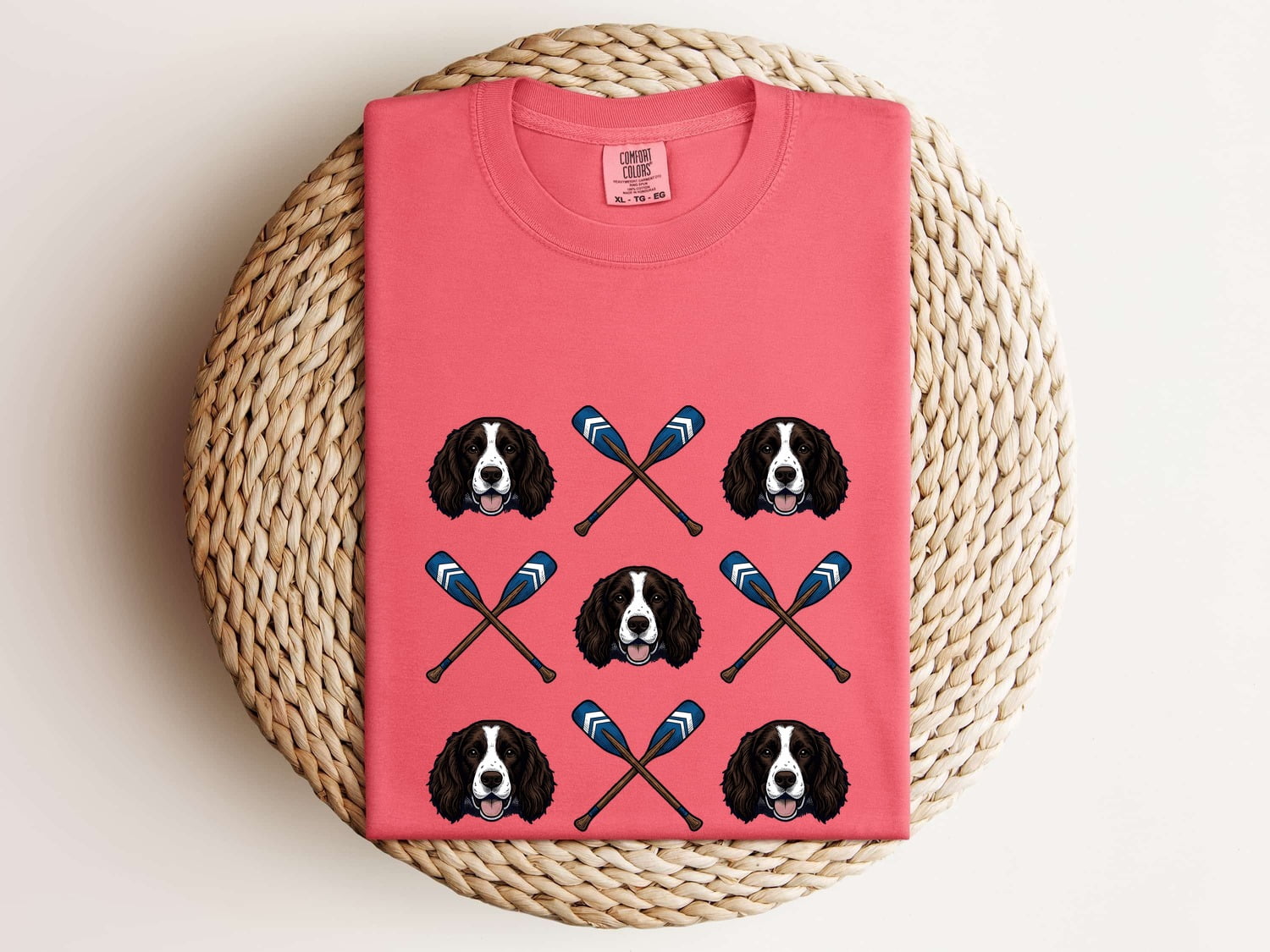 Springer Spaniel Shirt for Women – Vintage Sailing Hand Drawn Crossed Paddles Graphic Tee