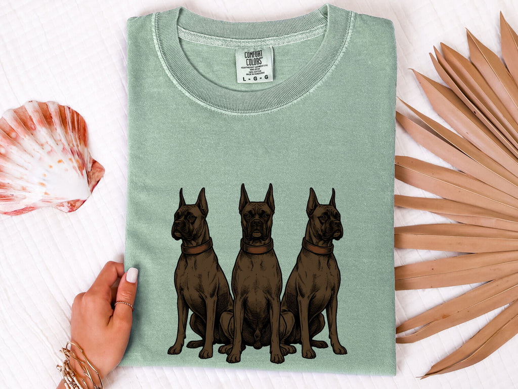 Boxer Dog Shirt for Women – Illustrated Line Art Group Doodle Collar Graphic Tee