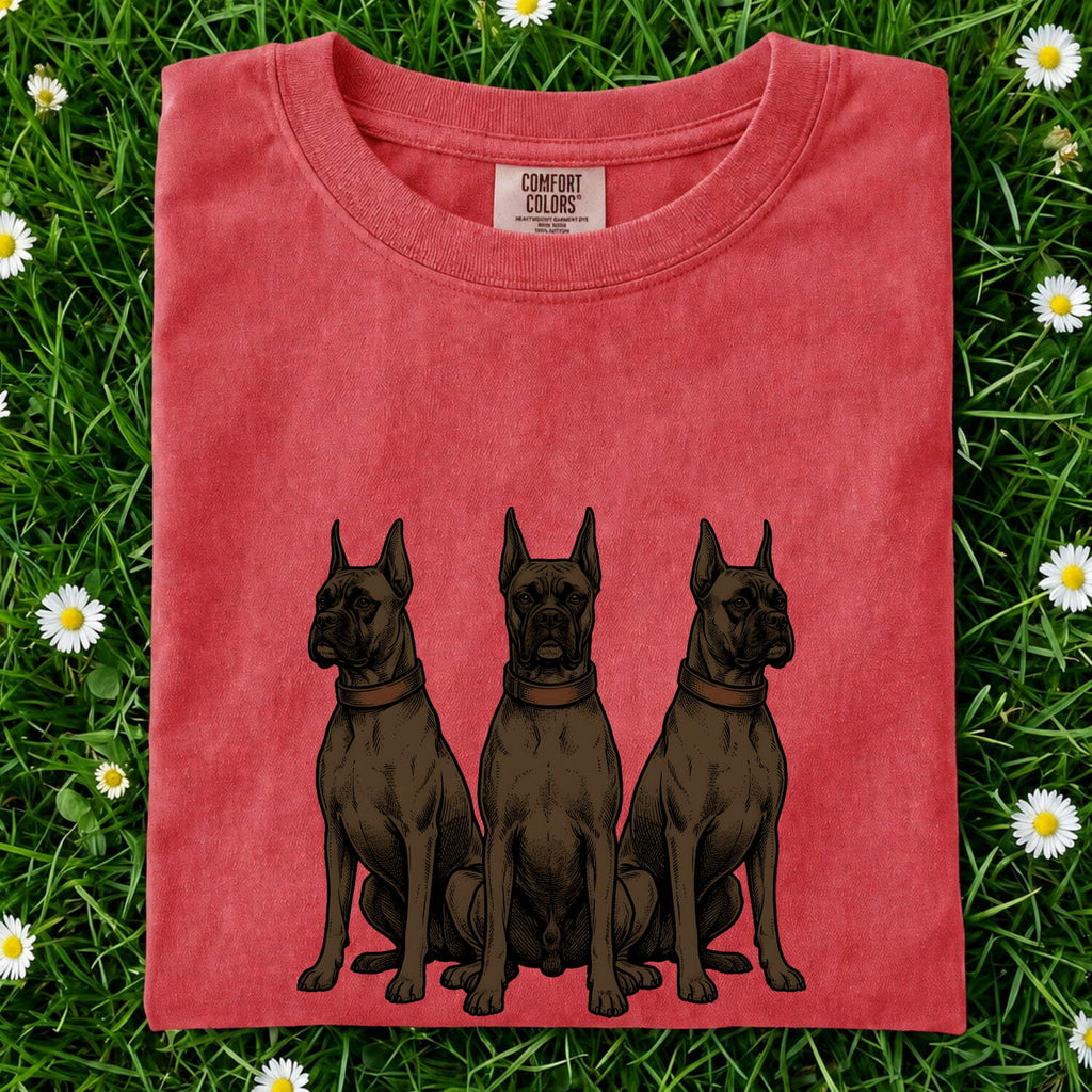 Boxer Dog Shirt for Women – Illustrated Line Art Group Doodle Collar Graphic Tee