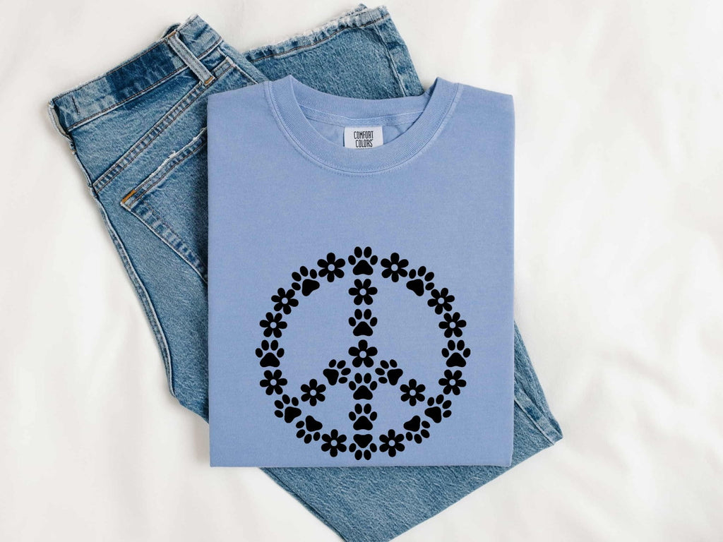 Dog Paw Peace Sign Shirt for Women – Boho Tribal Hippie Daisy Graphic Tee