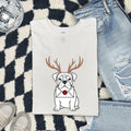 Christmas Bulldog Shirt for Women – Reindeer Minimalist Cartoon Holiday Graphic Tee