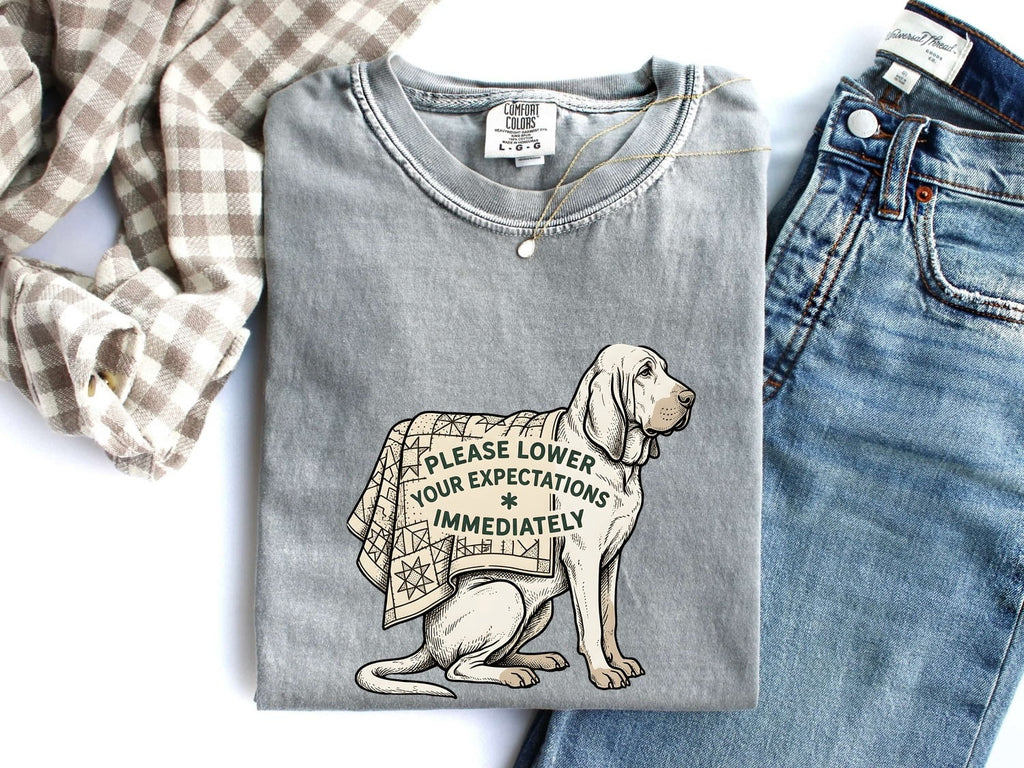 Puppy Shirt for Women – Funny Retro Patchwork Blanket Sketch Dog Graphic Tee