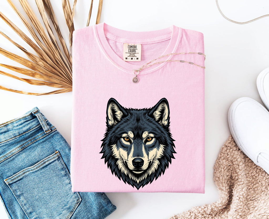 Wolf Head Shirt for Women – Modern Old School Animal Illustration Graphic Tee