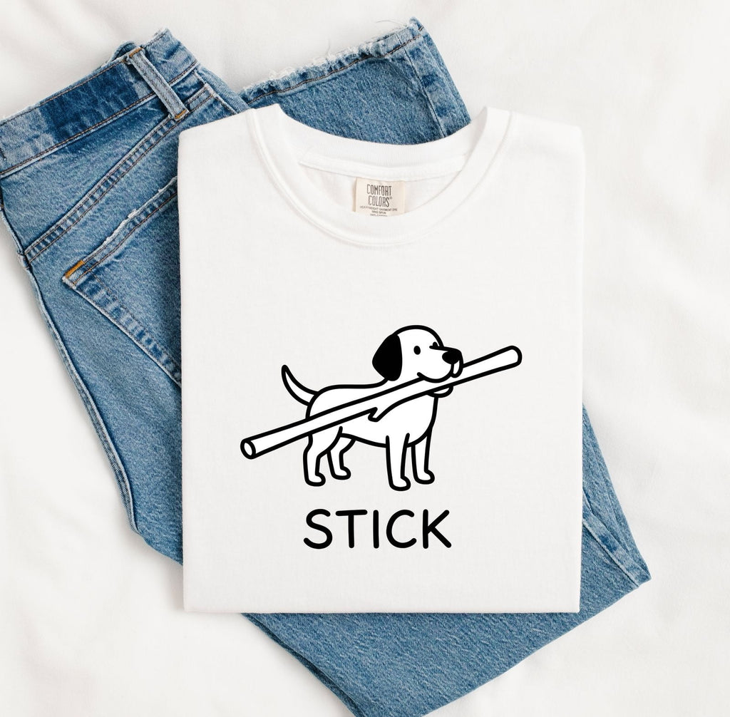 Cartoon Dog Shirt for Women – Minimalist Funny Hand Drawn Stick Puppy Graphic Tee
