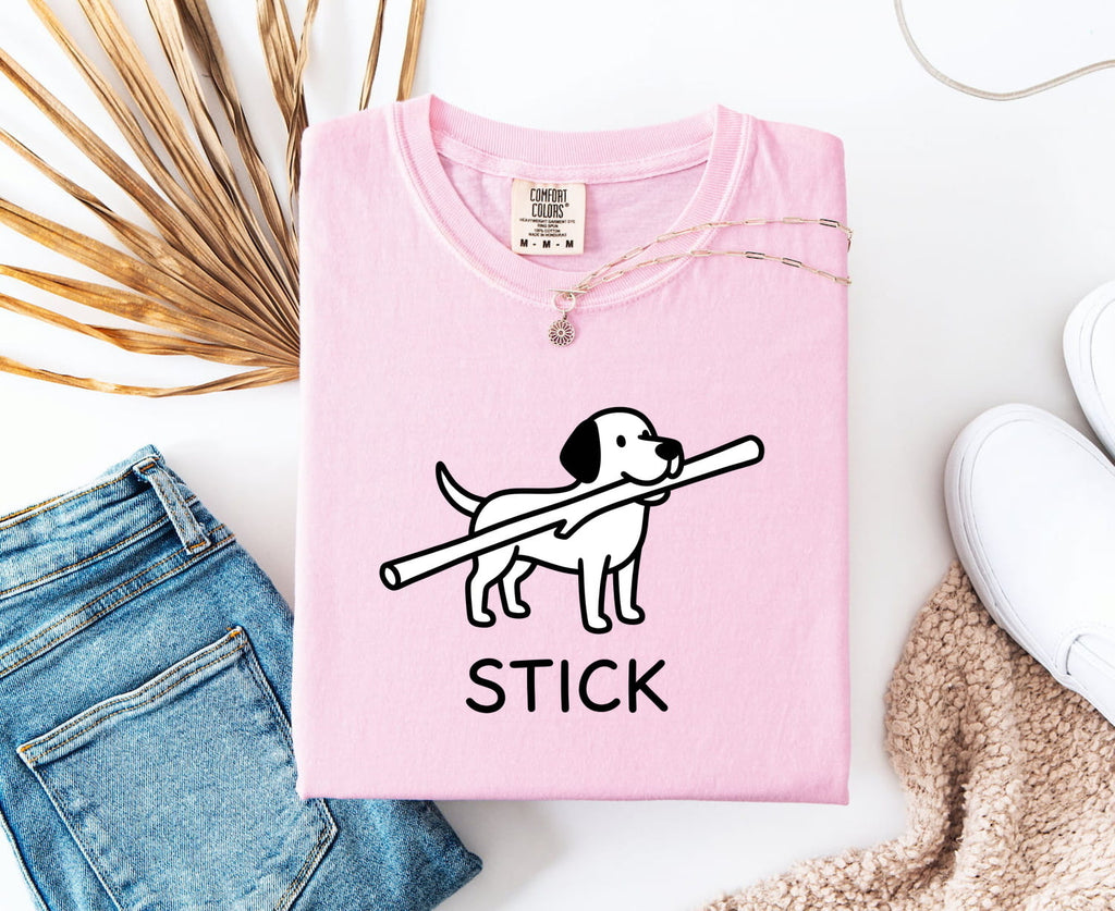 Cartoon Dog Shirt for Women – Minimalist Funny Hand Drawn Stick Puppy Graphic Tee