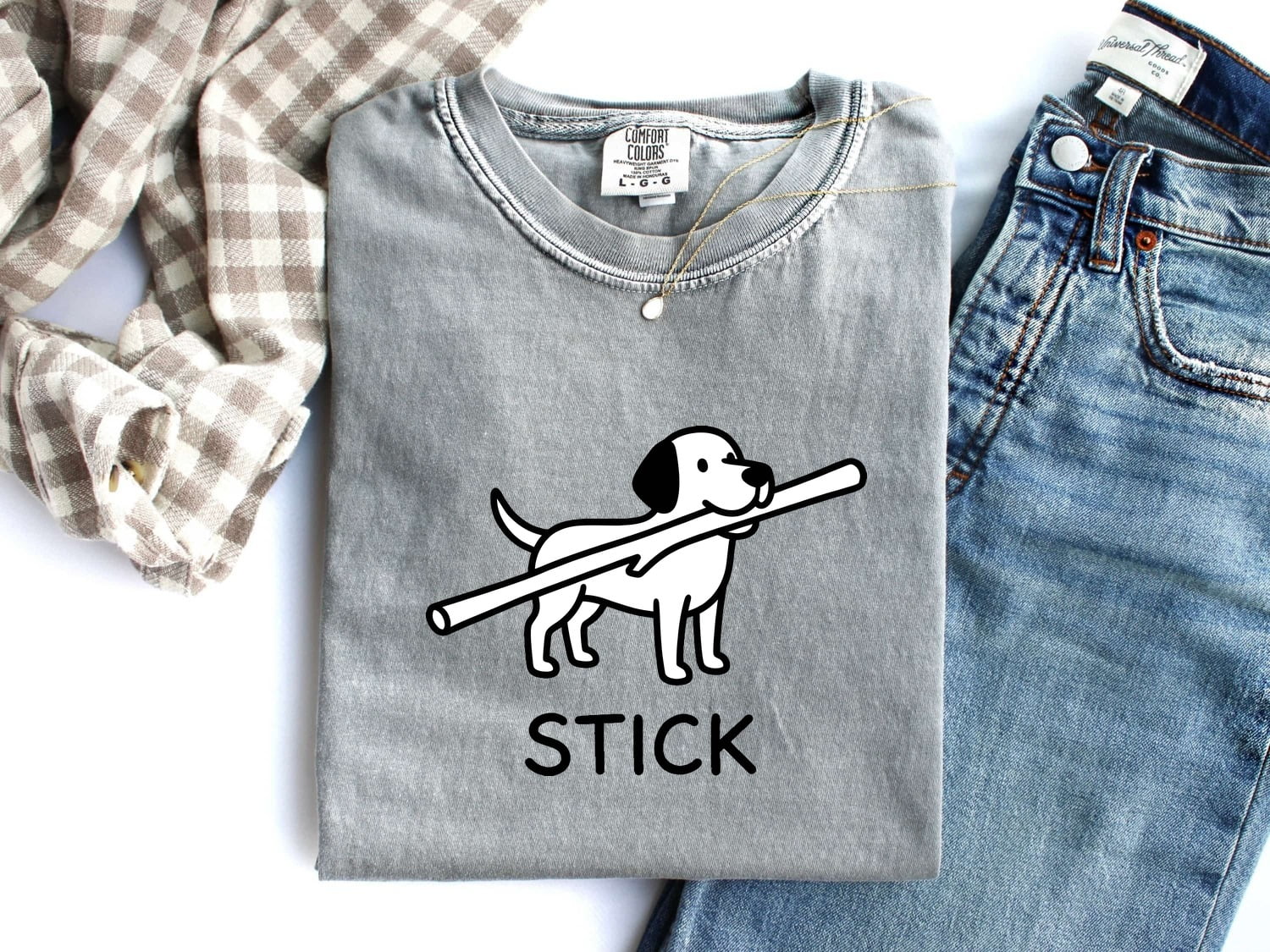 Cartoon Dog Shirt for Women – Minimalist Funny Hand Drawn Stick Puppy Graphic Tee