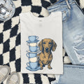 Dachshund Shirt for Women – Hand Drawn Tea Cup Comic Wiener Dog Graphic Tee