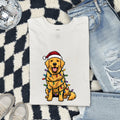 Christmas Golden Retriever Shirt for Women – Funny Hand Drawn Cartoon Holiday Dog Graphic Tee