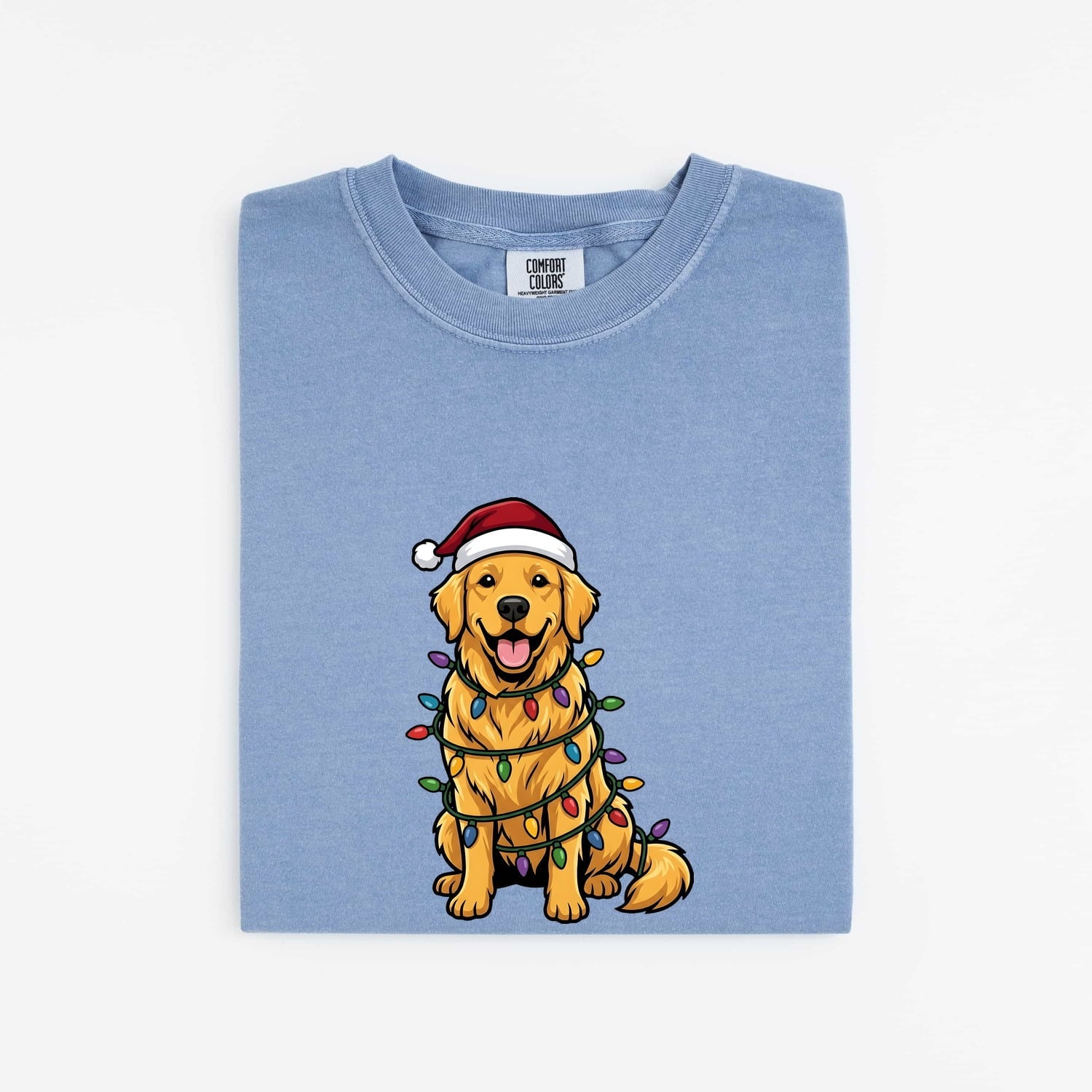 Christmas Golden Retriever Shirt for Women – Funny Hand Drawn Cartoon Holiday Dog Graphic Tee